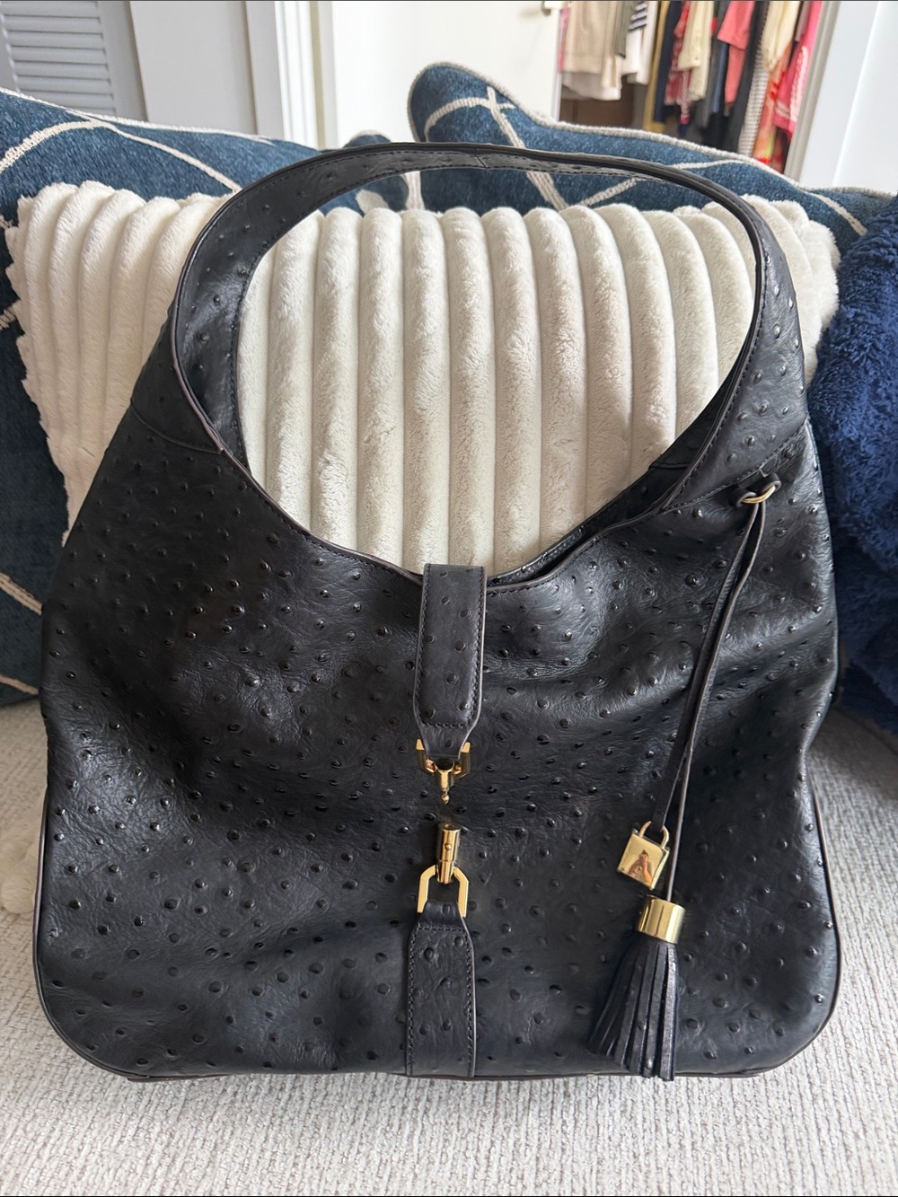 G.I.L.I. Black Leather Hobo Bag with Gold Hardware - Picture 2 of 11